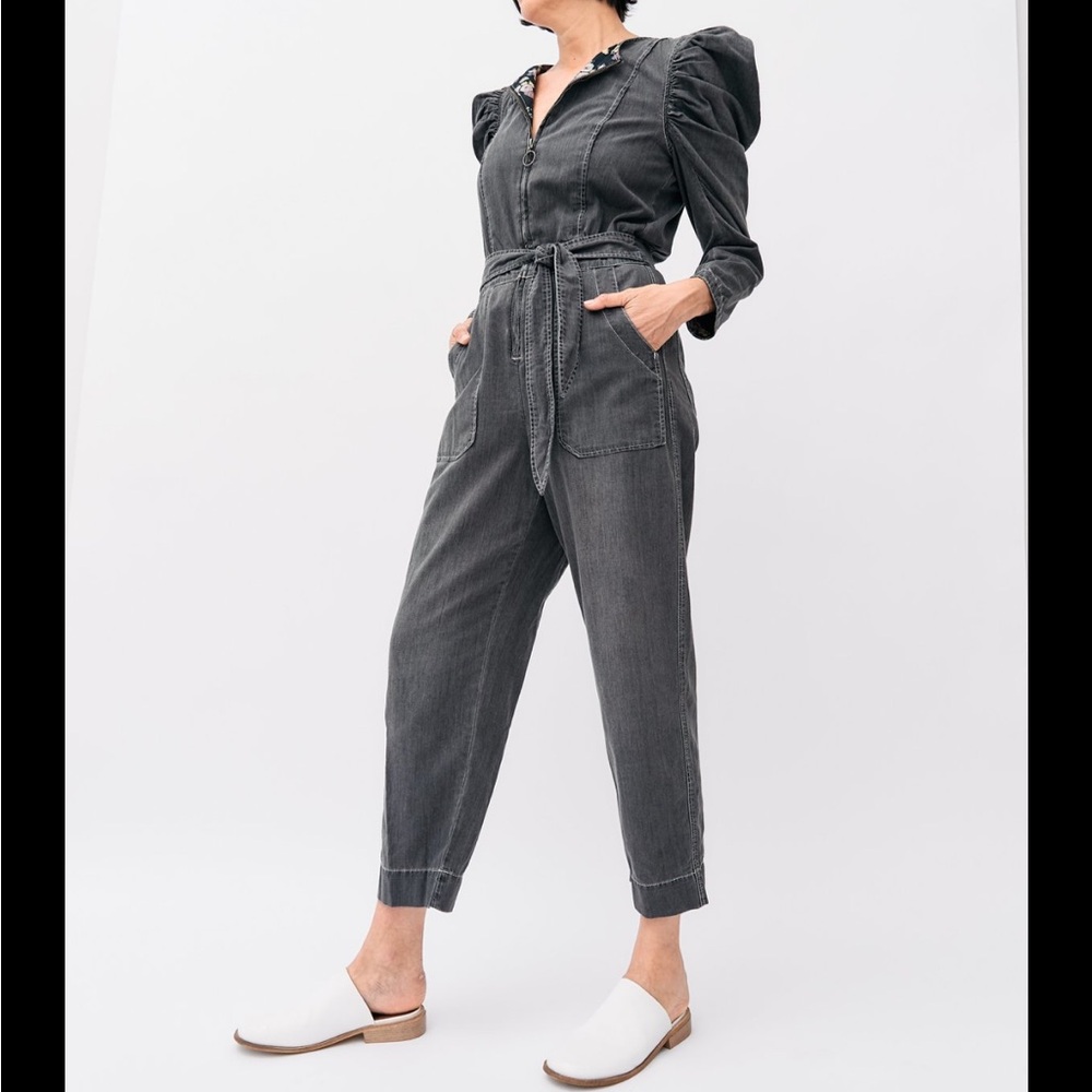 EUC Rebecca Taylor La Vie Denim Floral Jumpsuit